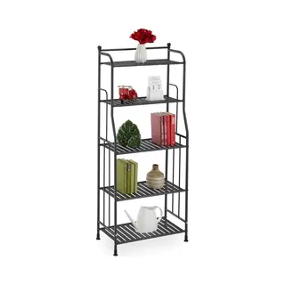 Relaxdays Wide Storage Unit, 107x56x28 Cm, Multipurpose Utilities Shelf, 5 Lattice Trays, Metal Standing Tower, Green