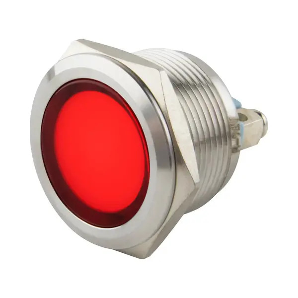 SeKi 22mm Led-Kontrollleuchte In Rot 6-24V; V2A Edelstahl Signalleuchte - Anzeigenlampe, Indikator, Kontrolllampe, Betriebsanzeige thumbnail