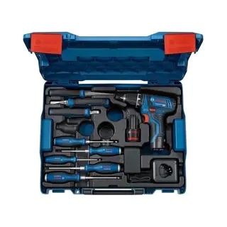 Bosch Professional Bosch Akku-bohrschrauber Gsr 12v-15 Professional 2x 2, 0 Ah + Lader + Handwerzeug In L-boxx