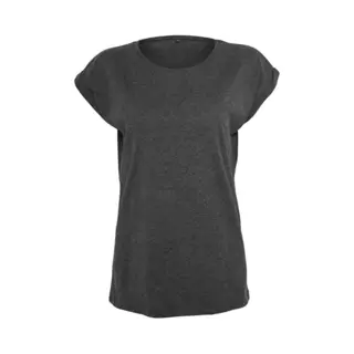 Build Your Brand Women's Ladies Extended Shoulder Tee T Shirt, Charcoal, L Eu