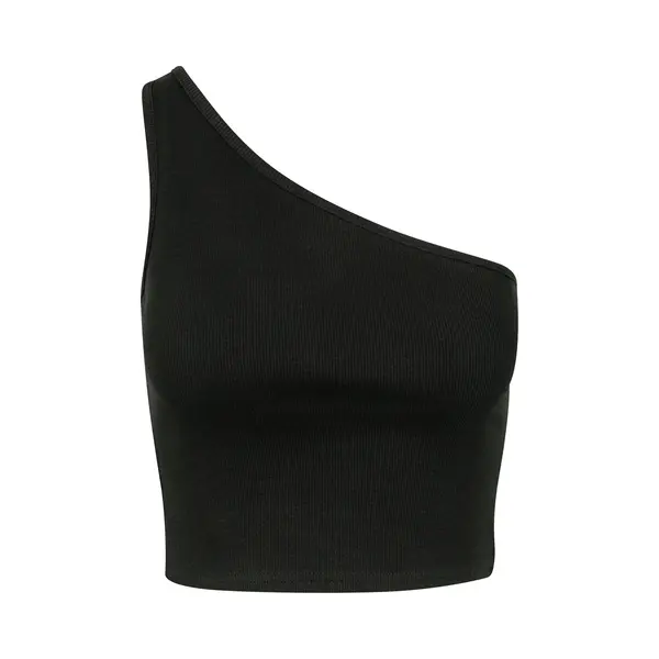 Urban Classics Damen Sport Tank Top Ladies Cropped Asymmetric, Schwarz (Black 00007), Small (Herstellergröße, S) thumbnail