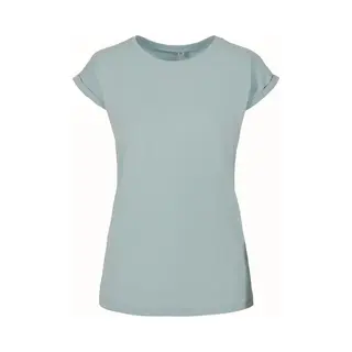 Build Your Brand Damen T-Shirt Ladies Extended Shoulder Tee, Lang Geschnittenes T-Shirt Für Frauen, Baumwolle, Ocean Blue, S