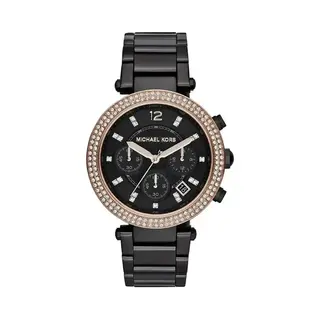Michael Kros Michael Kors Parker MK5885 Women's Chronograph Watch – 39mm Black Dial Black Steel Bracelet