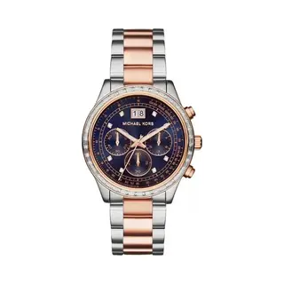 Michael Kros Michael Kors Brinkley MK6205 Women's Chronograph Watch – 40mm Navy Dial Steel Bracelet
