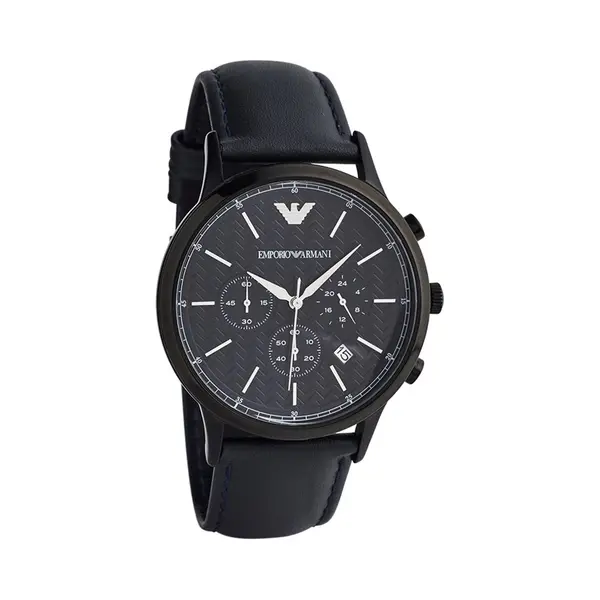 Emporio Armani Renato AR2481 Men's Chronograph Watch – 43mm Blue Dial Blue Leather Strap thumbnail