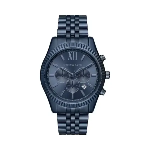 Michael Kros Michael Kors Lexington MK8480 Men's Chronograph Watch – 44mm Navy Blue Dial Steel Bracelet thumbnail
