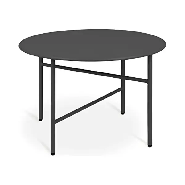 Bomoe Kleine Salontafel, Tuin, Buiten, Metaal, Zwart, Ø 53 Cm, Krasbestendig Dienblad, Bijzettafel Voor Buiten, Stabiel, Licht, Binnen, Buiten, thumbnail