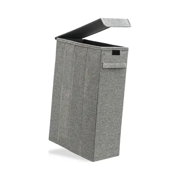 DuneDesign 50L Smalle Wasmand Met Deksel - 20x40x60 Nis Wasbox - Wasverzamelaar - Opvouwbare Badkamer Mand thumbnail