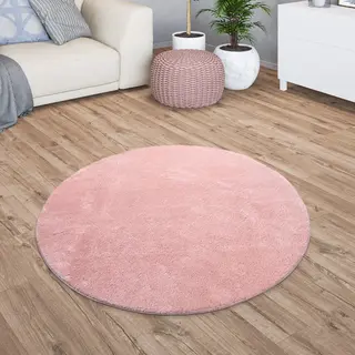 Tt Home Large Rug Short Pile Monochrome Modern Design Washable, Colour, Rose, Size, 80 Cm Round