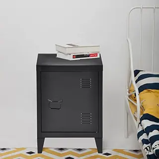 En.casa Nachtschrank (1-St) »Inari« Mit Türgriff Links Stahl 57 X 40 X 30 Cm Schwarz