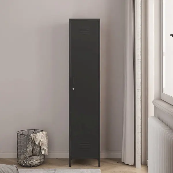 En.casa Kleiderschrank Garderobenschrank »Seinäjoki« 180x38x38 Cm Stahl Schwarz thumbnail