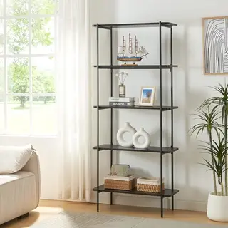 Boekenkast Samnanger Open Kast 180x80x34 Cm Zwart [en.casa]