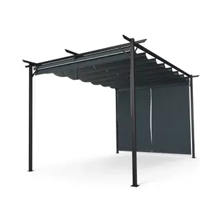 Blumfeldt Pantheon Robust Pergola Gartenpavillon 3x4 m Wetterbeständig Stahl Pulverbeschichtet Seitliche Rollläden Dunkelgrau