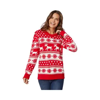 Dressforfun Weihnachtspulli Winterzauber Rot Und Weiß Für Damen L - Kleid Kostüm Halloween Kostüm Karneval Kostüm Fasching Partykleidung - 303332