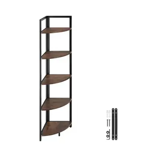 Tectake® Hoekkast Met 5 Lagen Houten Boekenkast In Industriële Stijl 30 X 30 X 150 Cm Staande Kast Voor Woonkamer Slaapkamer Keuken Kantoor Zwart