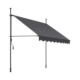 Tectake® Klemluifel Met Handslinger - Balkonluifel Zonder Boren - In Hoogte Verstelbaar - Uv-bestendig - Waterafstotend - Terrasoverkapping -