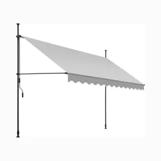 Tectake® Klemluifel Met Handslinger - Balkonluifel Zonder Boren - In Hoogte Verstelbaar - Uv-bestendig - Waterafstotend - Terrasoverkapping -