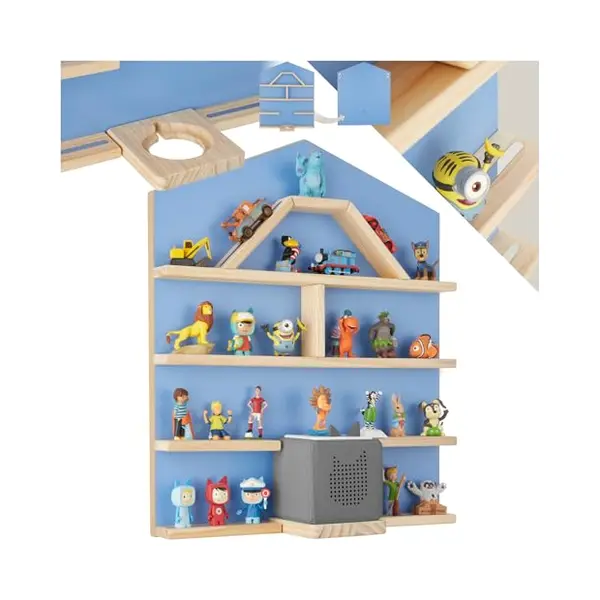 Tectake® Houten Wandrek - Plank Met Magneetstrips Voor Wandmontage - Wandplank Voor Kinderkamers - Opberger - Compatibel Met Tonies En Toniebox - thumbnail