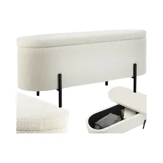 Tectake® Zitbank Met Opbergruimte - 60L - Gestoffeerde Opbergbox - Bouclé-stof In Scandi-stijl - 96 X 36 X 43 Cm - Opbergbank - Zitbankje - Halbank