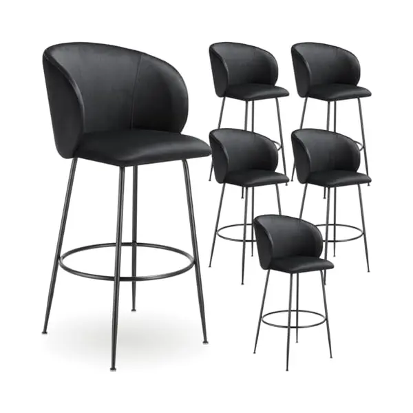 Tectake® Samt Hocker Hoch, Barhocker Mit Lehne, Küchenhocker, Barstuhl, Barmöbel, Barstühle Set Oder Bistrostuhl, Tresenhocker, Esszimmerstühle, thumbnail