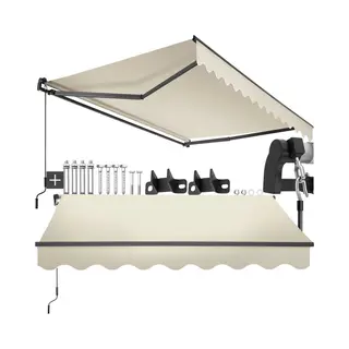 Tectake® Zonnescherm Met Knikarm - 250 X 200 Cm - Zonneluifel - Zonwering Voor Raam, Balkon, Buiten - Te Monteren Aan Muur - Water- En Uv-Bestendig -