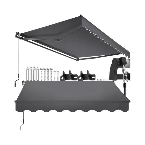 Tectake® Zonnescherm Met Knikarm - 250 X 200 Cm - Zonneluifel - Zonwering Voor Raam, Balkon, Buiten - Te Monteren Aan Muur - Water- En Uv-Bestendig - thumbnail