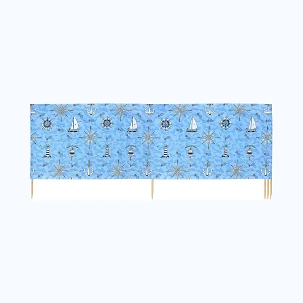 Ladeheid Windschutz Strand Sichtschutz Mit Holzstab Praktisches Strand Zubehör LAEX001 (Marine-64, 4 M) thumbnail