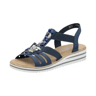 Rieker V0649-14 Navy Womens Flat Sandals In A Plain Synthetic In Size 40