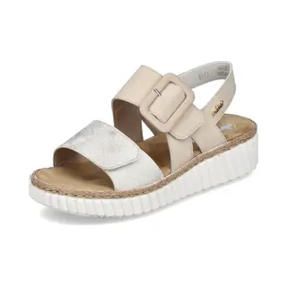 Rieker Damen Klassische Sandalen 69260, Frauen Sandalen, Sommerschuhe, Freizeitschuhe, offene Schuhe, Strandschuhe, beige (60), 40 Eu / 6.5 Uk