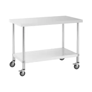 Royal Catering - Rollbarer Edelstahl Arbeitstisch Edelstahltisch Gastrotisch 60 X 120 Cm 158 Kg