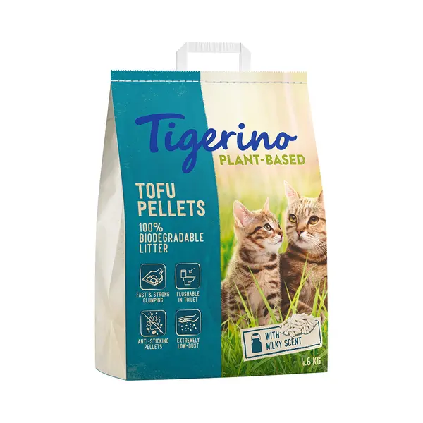 Tigerino Plant-Based Tofu Katzenstreu – Milch-Duft - Sparpaket 2 X 11 L (9, 2 Kg) (Verpakking van 2) thumbnail