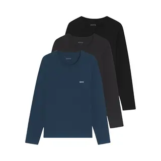Boss Black Herren Longsleeve Blau Reine Baumwolle