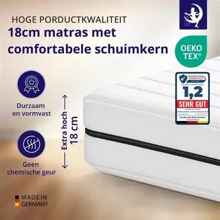 Mister Sandman Matras 100x200 – Ergonomisch Koudschuim Met 7 Comfortzones – 18 Cm Dik – Premium Plus Tijk Voor Extra Slaapcomfort