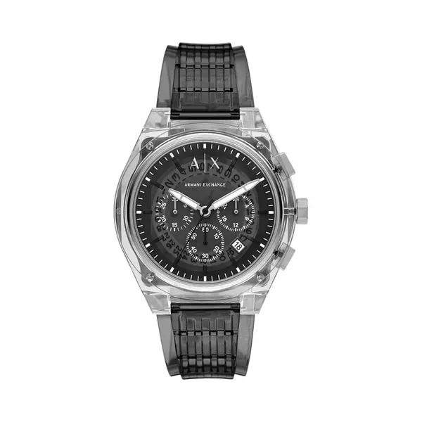 Armani Exchange Watch For Men Chronograph Movement And 46mm Case Size With Stainless Steel Leather Or Silicone Strap, Dark Grey And Light Silver Tone thumbnail
