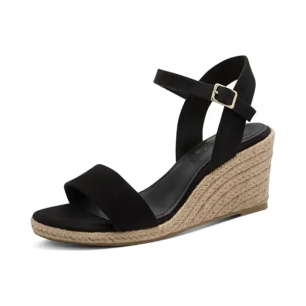 Tamaris Livia 91 Black Womens Wedge Sandals 28300-42-001 In A Plain Textile In Size 40 thumbnail