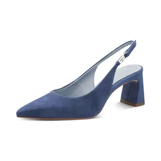 Tamaris Damen Sling Pump Mit Blockabsatz Leder, Blau, 41 Eu