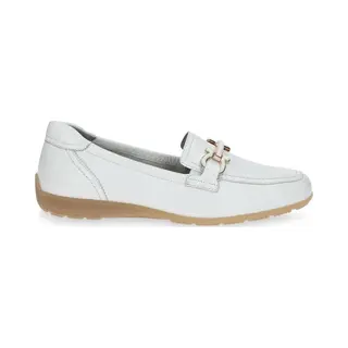 Caprice Damen Slipper Aus Leder Mit Schnalle, Weiß (White Deer), 38 Eu
