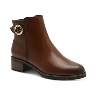 Marco Tozzi Damen Stiefeletten Mit Lederanteil Blockabsatz, Braun (Cognac), 40 Eu
