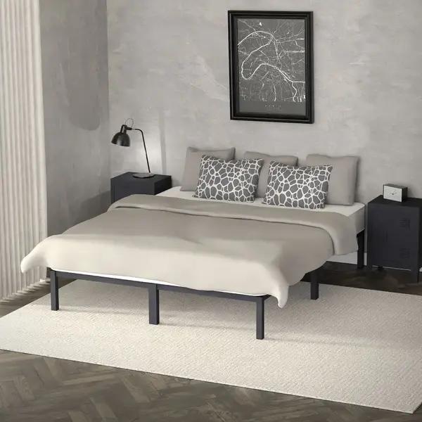 Ml Design modern living Ml-Design Metalen Bed 160x200 Cm Op Stalen Frame Met Lattenbodem, Antraciet, Metalen Bedframe, Robuust, Eenvoudige Montage, bed Voor Tienerslaapkamers thumbnail