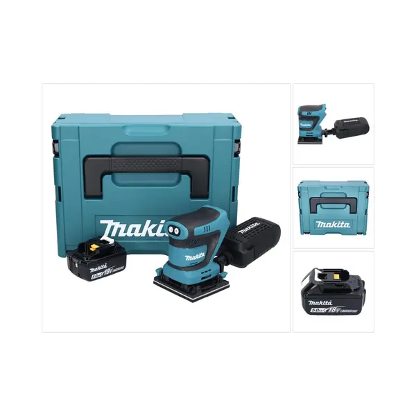 Makita Dbo 480 T1J Akku Schwingschleifer 18 V 112 X 102 Mm + 1x Akku 5, 0 Ah + Makpac - Ohne Ladegerät thumbnail