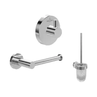 Villeroy & Boch Elements Tender Badkameraccessoireset, 3-in-1, Handdoekhaakje, Toiletrolhouder & Borstelset, Chroom