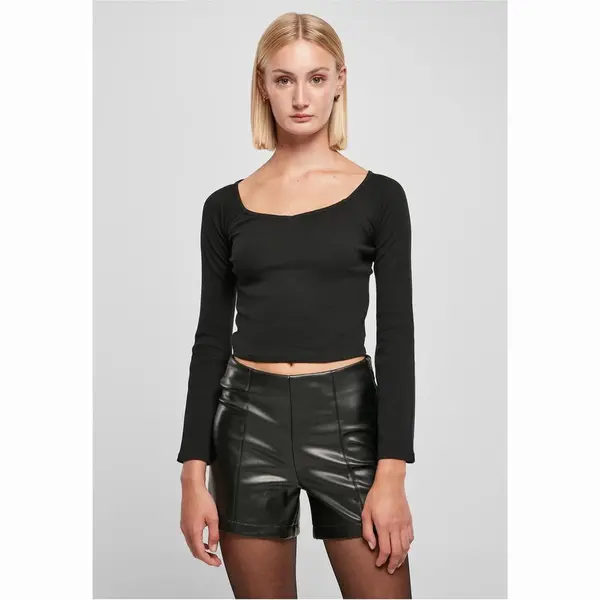 Urban Classics Ladies Short Rib Wide V-Neck Longsleeve thumbnail