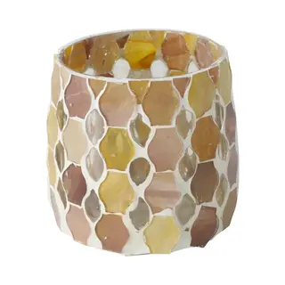 Boltze Sfeerlicht Waxinehouder Alejo Glas Mozaiek Beige