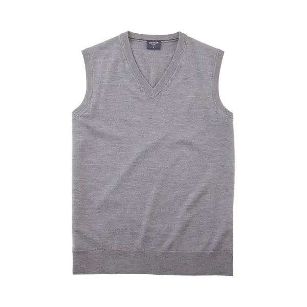 Olymp Herren Strickweste Casual.Strick, Single Jersey, 978 Knit Regular Fit, Silbergrau 63, L thumbnail