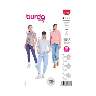 burdastyle Burda Easy Schnittmuster Damen Pulli Mit 3 Ärmellängen Gr. 34-48