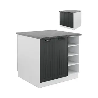 Vicco - Kücheninsel Fame-line, Anthrazit Landhaus/weiß, 90 Cm Ohne Arbeitsplatte