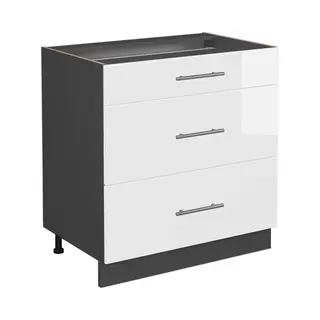Vicco Unterschrank Fame-Line Weiß Hochglanz/Anthrazit, 80cm, Ohne Arbeitsplatte (1-St)