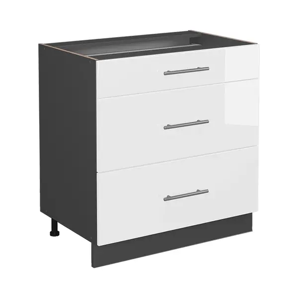 Vicco Unterschrank Fame-Line Weiß Hochglanz/Anthrazit, 80cm, Ohne Arbeitsplatte (1-St) thumbnail