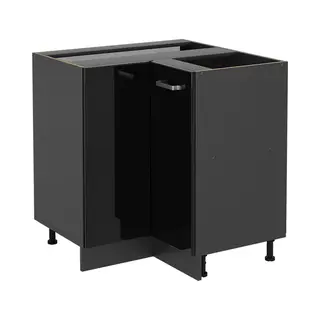 Vicco Eckunterschrank R-Line, Schwarz Hochglanz/Anthrazit, 75.6 Cm Ohne Arbeitsplatte (1-St)