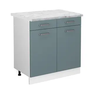 Küchenunterschrank R-line, Blau-grau, 80 Cm , Ohne Arbeitsplatte, Vicco